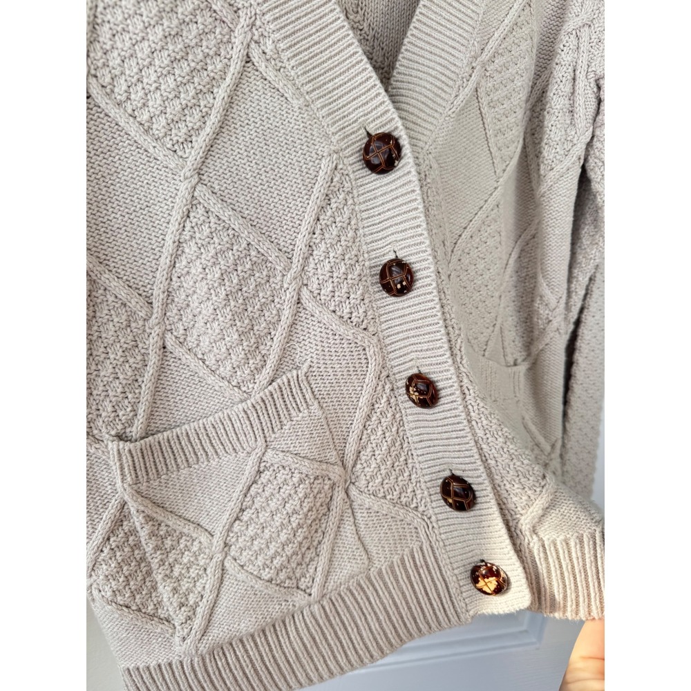 Bdg Tan Diamond Pattern Knit Button Front Cardiga… - image 2